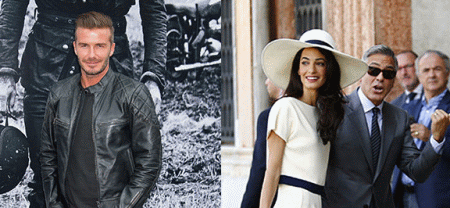 David Beckham e  Amal Alamuddin con George Clooney